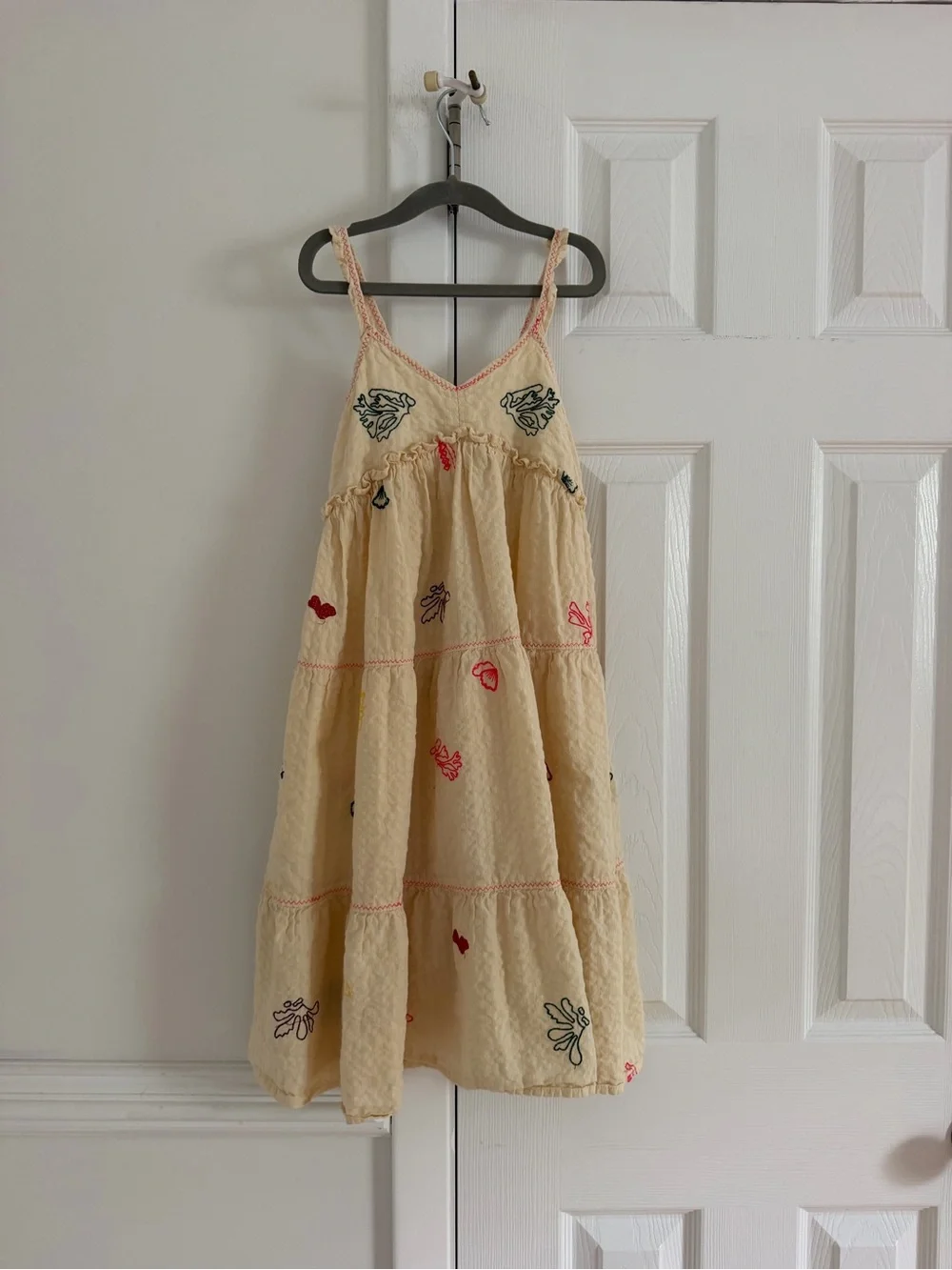 ZARA Girls Embroidered Floral Butterfly Coral Reef Dress Summer Vacation Beach 9